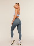 Gymshark Crossover Back Leggings — Iron Blue — 6