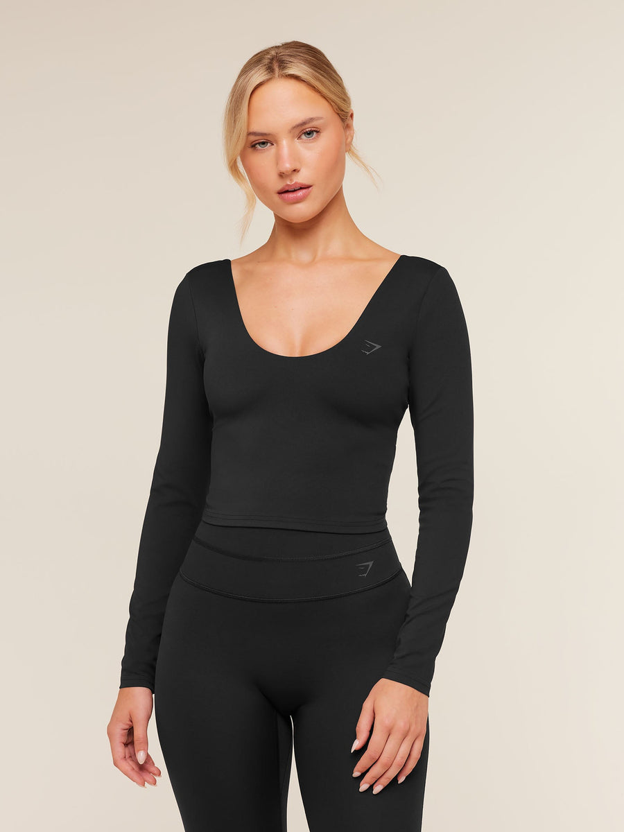 Gymshark Crossover Back Long Sleeve Top — Black — 1