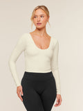 Gymshark Crossover Back Long Sleeve Top — Soft White — 1