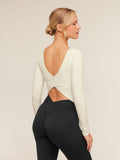 Gymshark Crossover Back Long Sleeve Top — Soft White — 5