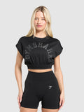 Gymshark Mesh Graphic Crop Top — Black — 1