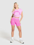 Gymshark Mesh Graphic Crop Top — Sour Pink — 4