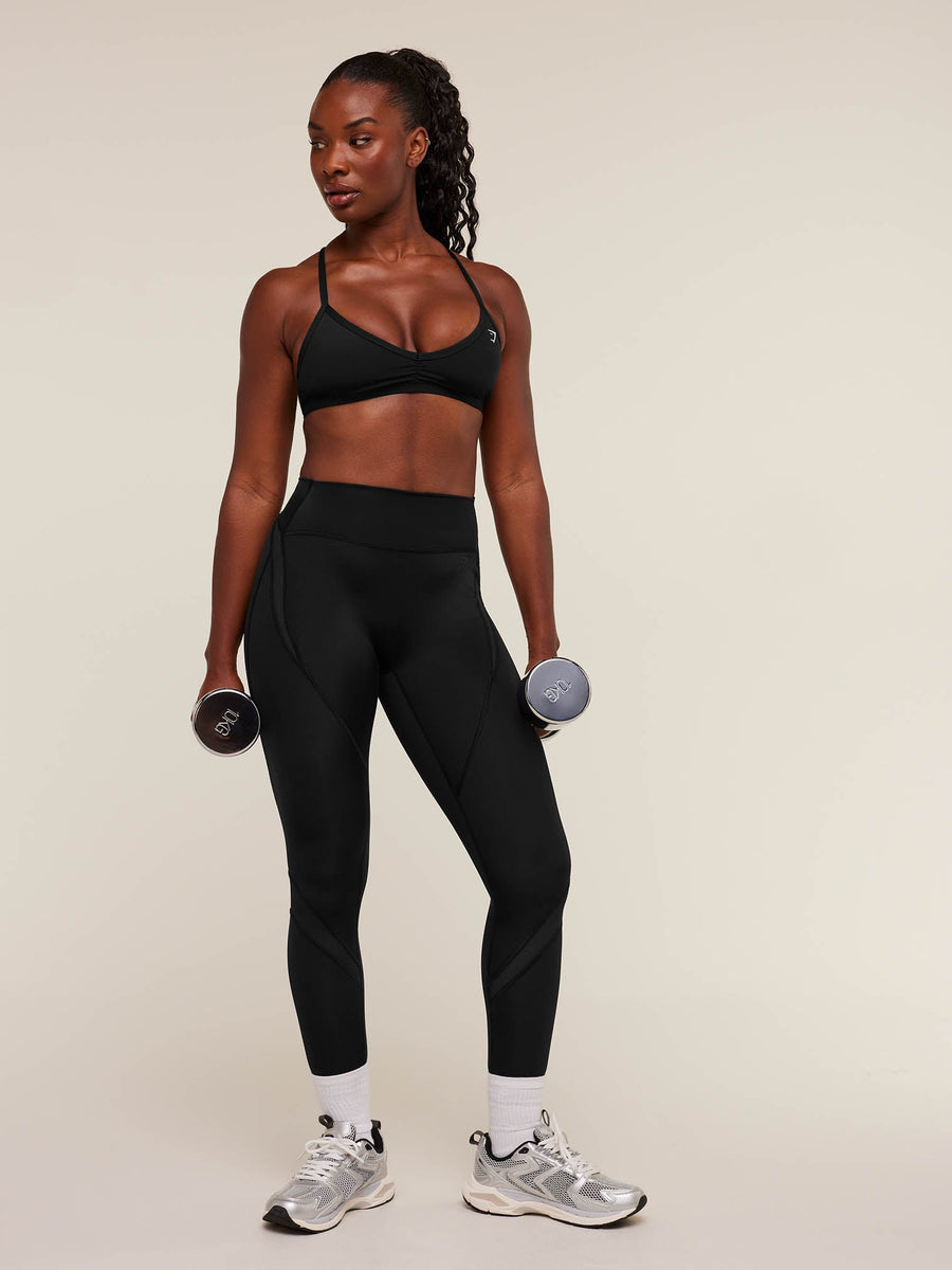 Gymshark Mesh Panel Leggings — Black — 6
