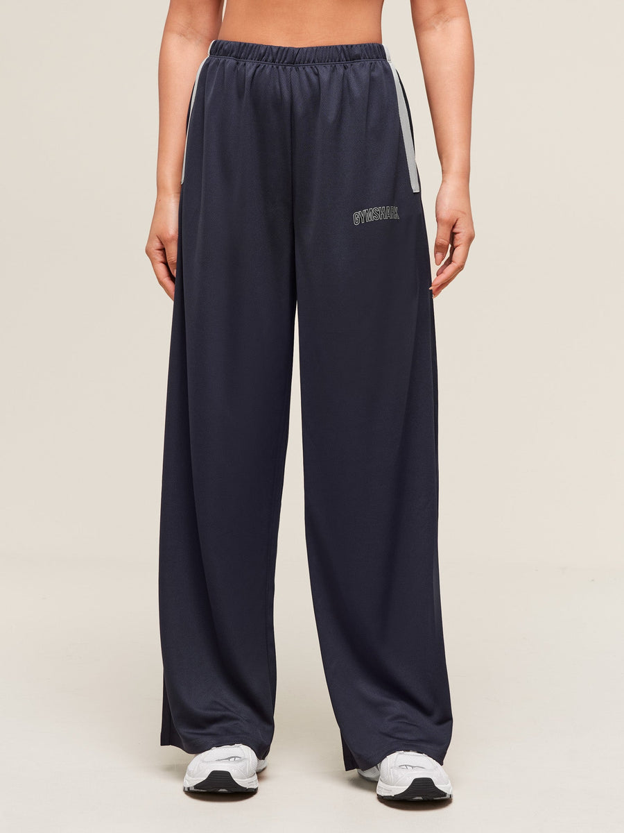Gymshark Mesh Straight Leg Pants — Heavy Blue/Stone Grey — 4