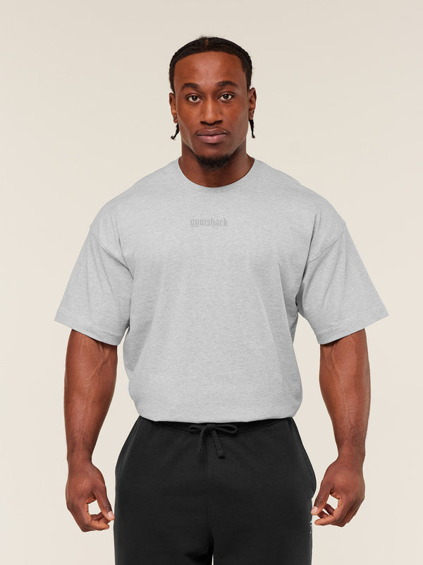 Gymshark Olde English T-Shirt — Soft Grey Marl