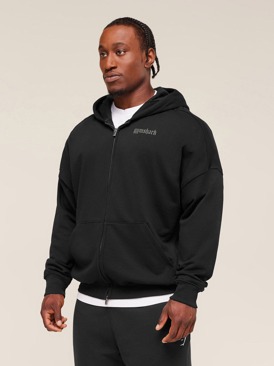 Gymshark Olde English Zip Up Hoodie — Black — 3