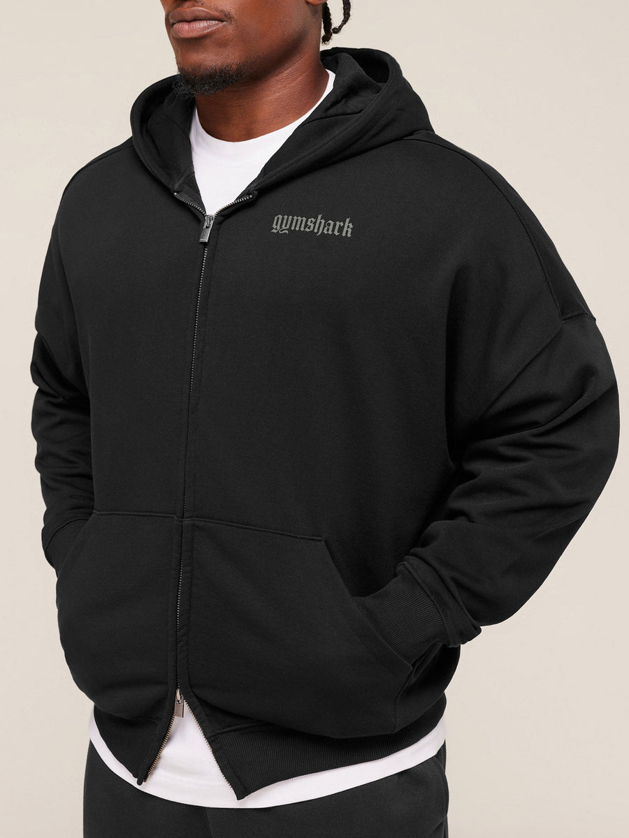 Gymshark Olde English Zip Up Hoodie — Black — 5