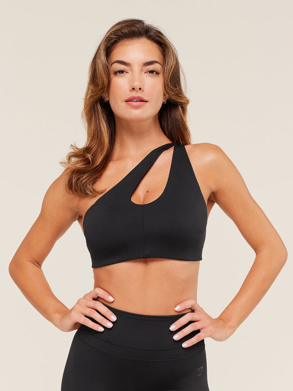 Gymshark One Shoulder Sports Bra — Black