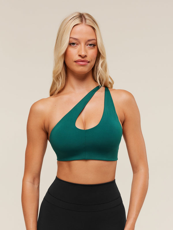 Gymshark One Shoulder Sports Bra — Weighted Teal