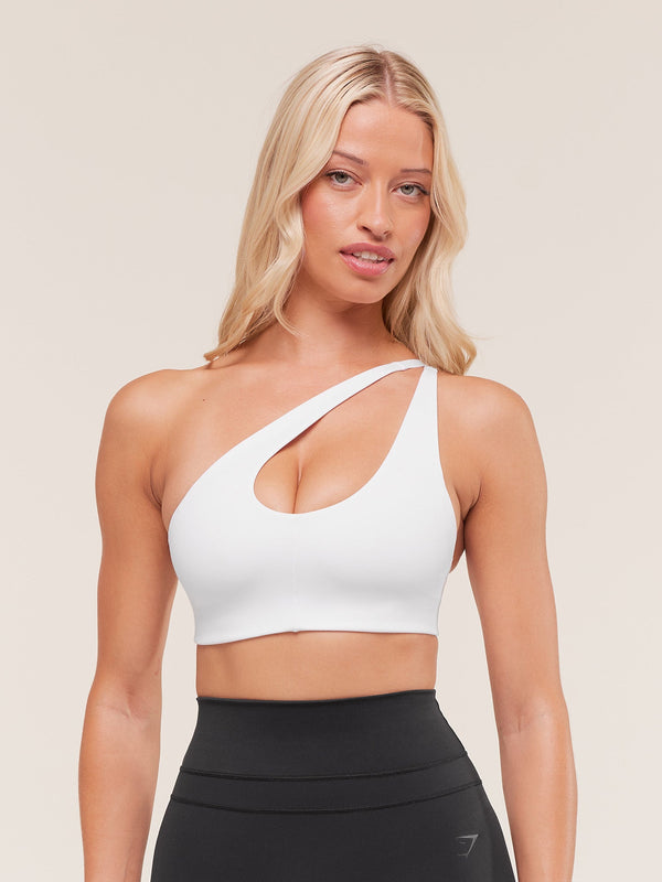 Gymshark One Shoulder Sports Bra — White