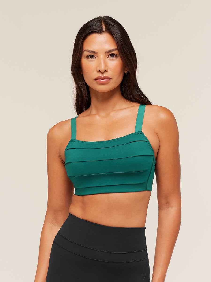 Gymshark Pleated Medium Support Sports Bra — Weighted Teal — 1