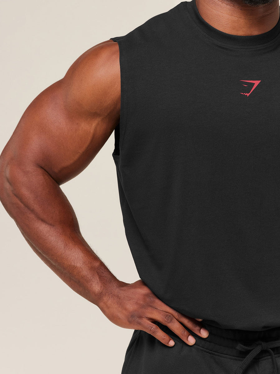 Gymshark Power Cut Off Tank — Black/Conditioning Red — 5