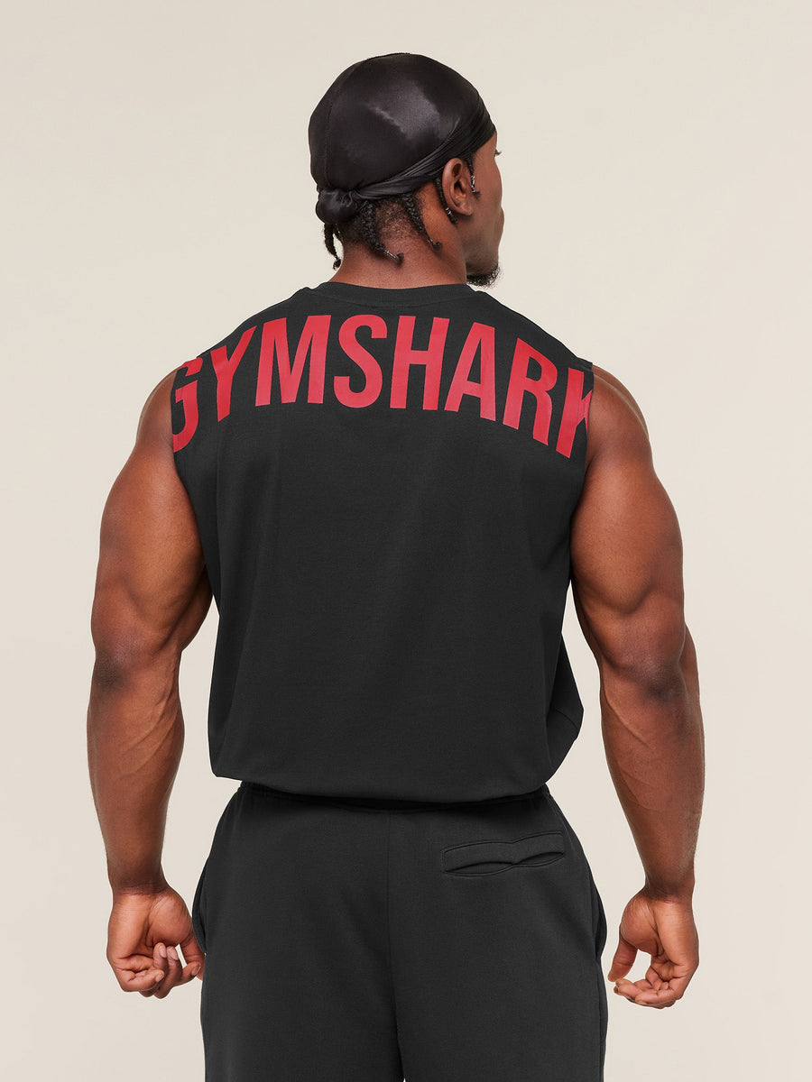 Gymshark Power Cut Off Tank — Black/Conditioning Red — 6