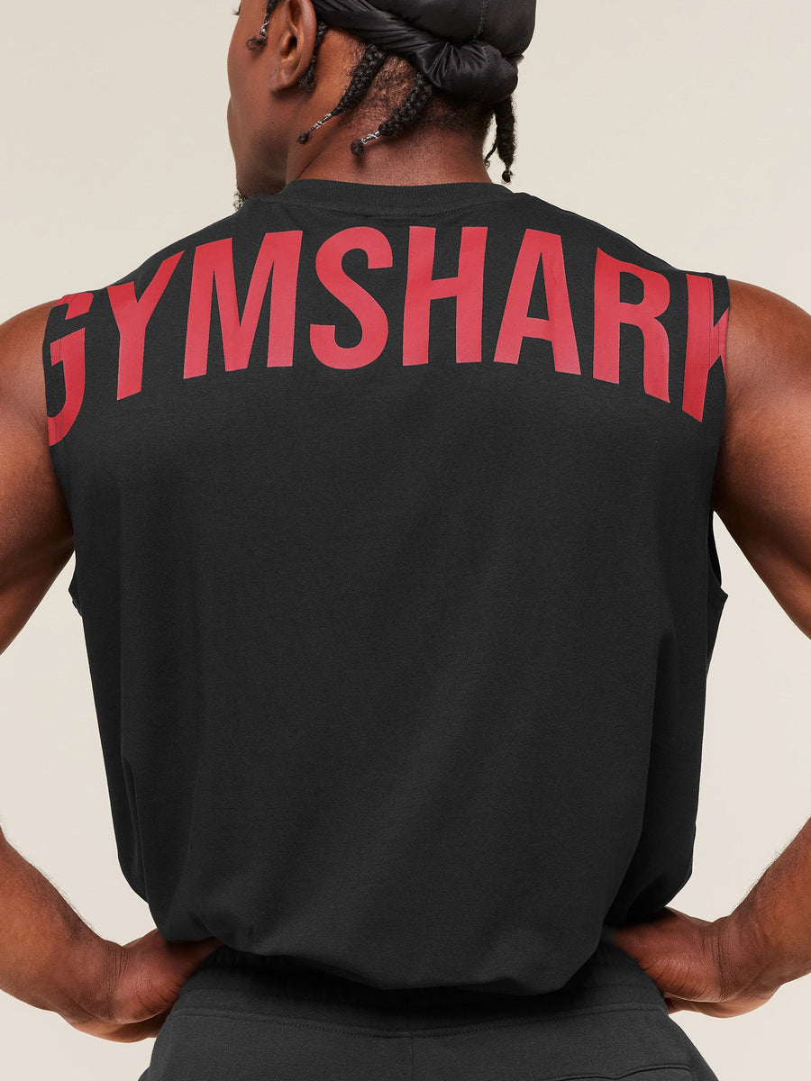 Gymshark Power Cut Off Tank — Black/Conditioning Red — 4