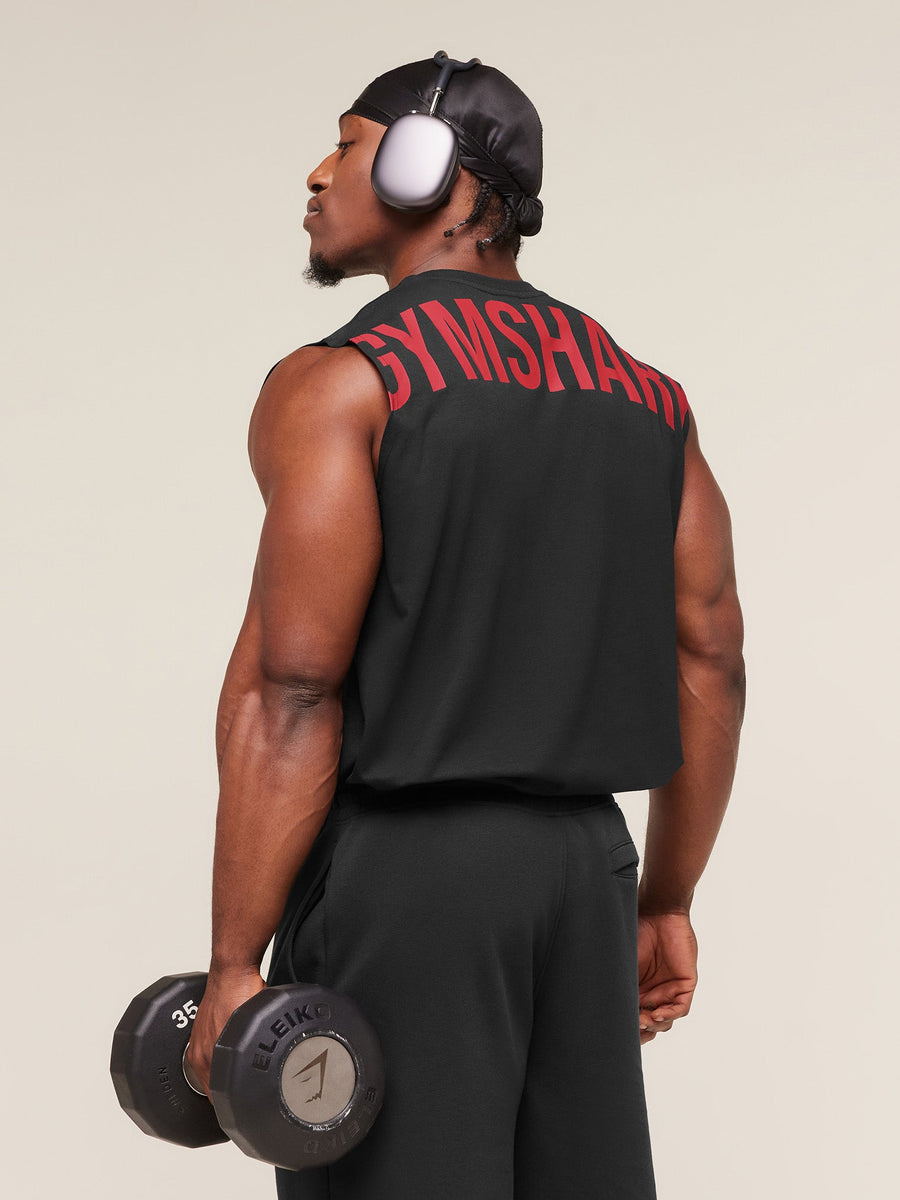 Gymshark Power Cut Off Tank — Black/Conditioning Red — 1