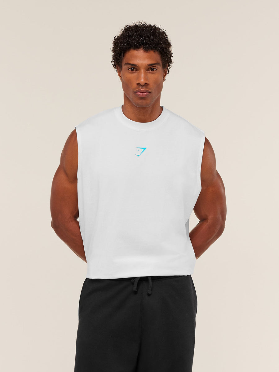 Gymshark Power Cut Off Tank — GS White/GS Brand Blue — 2