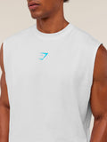 Gymshark Power Cut Off Tank — GS White/GS Brand Blue — 6