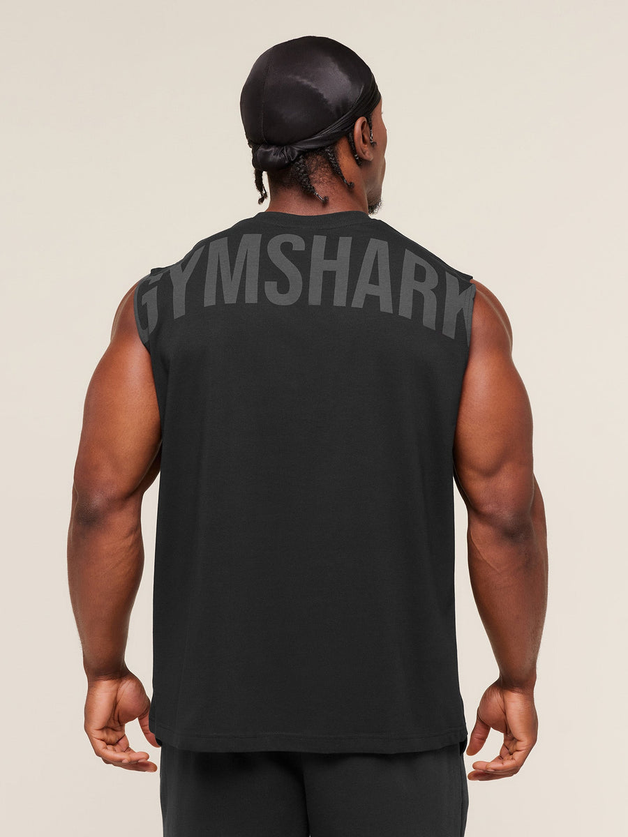 Gymshark Power Cut Off Tank — Black/Asphalt Grey — 7