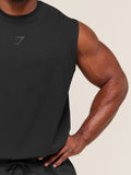 Gymshark Power Cut Off Tank — Black/Asphalt Grey — 6