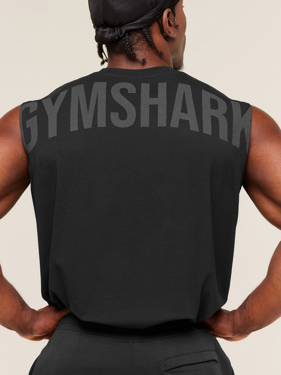 Gymshark Power Cut Off Tank — Black/Asphalt Grey — 5