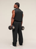 Gymshark Power Cut Off Tank — Black/Asphalt Grey — 8