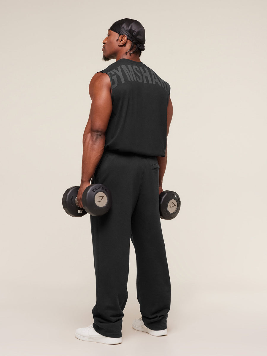 Gymshark Power Cut Off Tank — Black/Asphalt Grey — 8