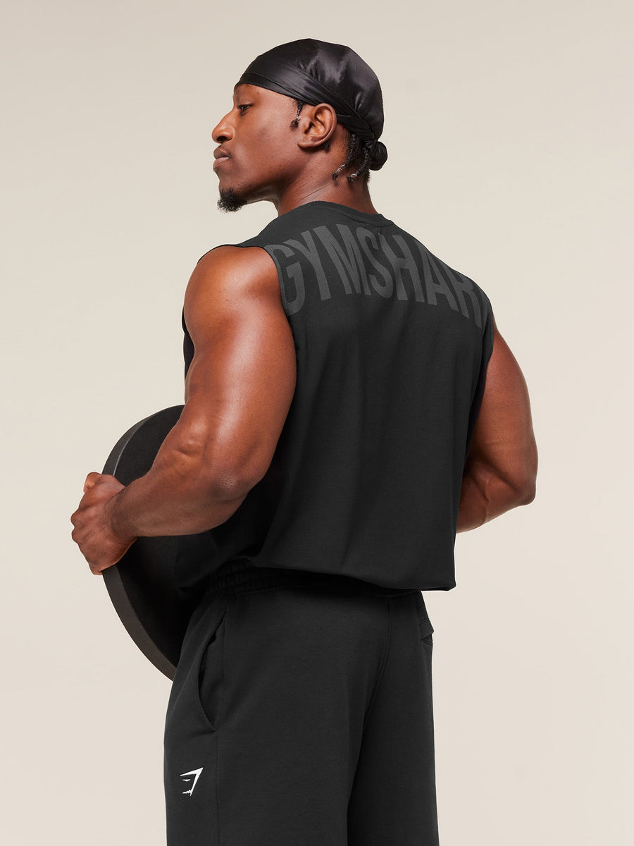 Gymshark Power Cut Off Tank — Black/Asphalt Grey — 3