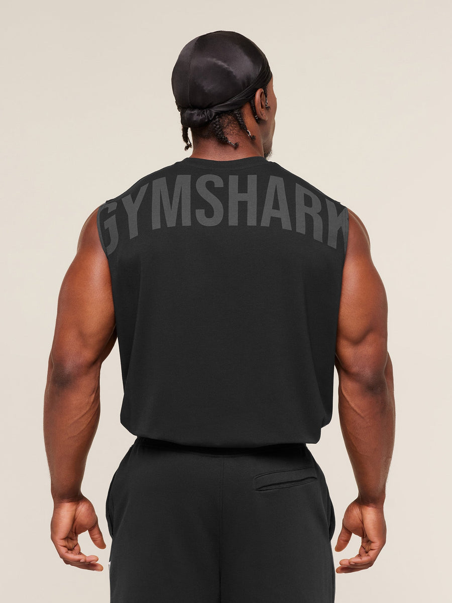 Gymshark Power Cut Off Tank — Black/Asphalt Grey — 1