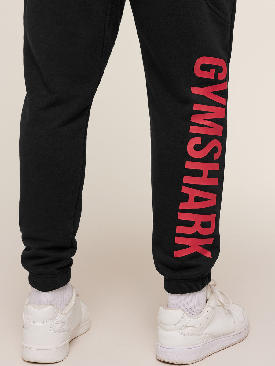 Gymshark Power Wordmark Joggers — Black/Conditioning Red — 6