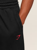 Gymshark Power Wordmark Joggers — Black/Conditioning Red — 5