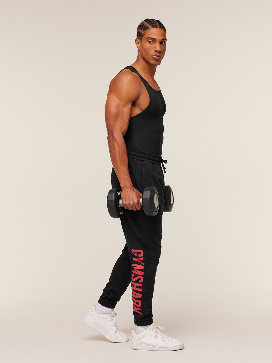 Gymshark Power Wordmark Joggers — Black/Conditioning Red — 4