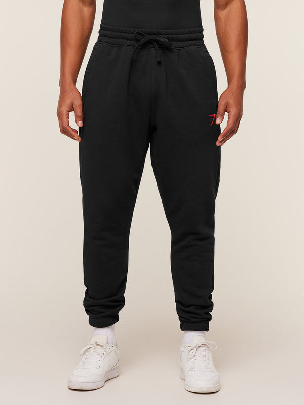 Gymshark Power Wordmark Joggers — Black/Conditioning Red