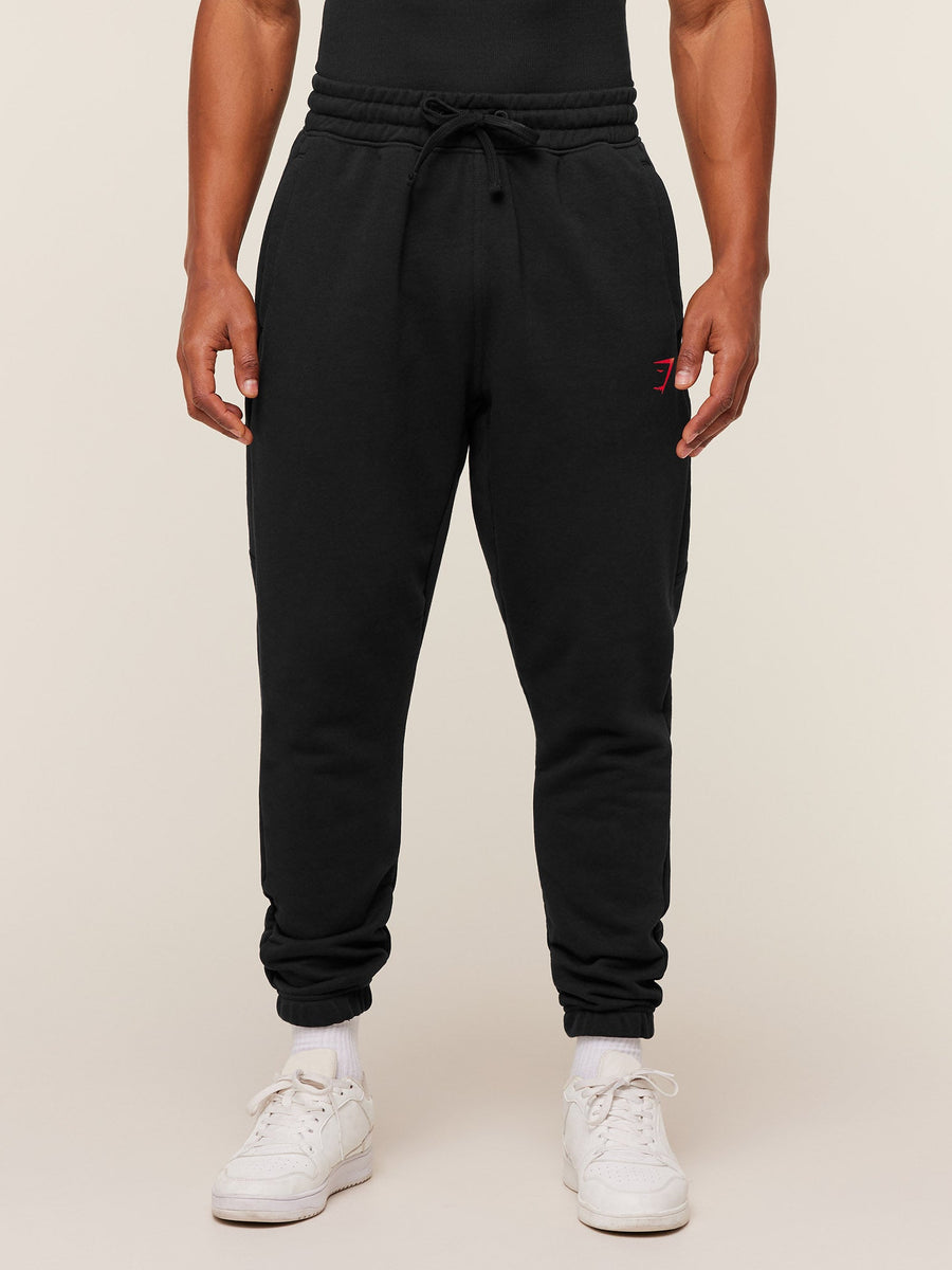 Gymshark Power Wordmark Joggers — Black/Conditioning Red — 1