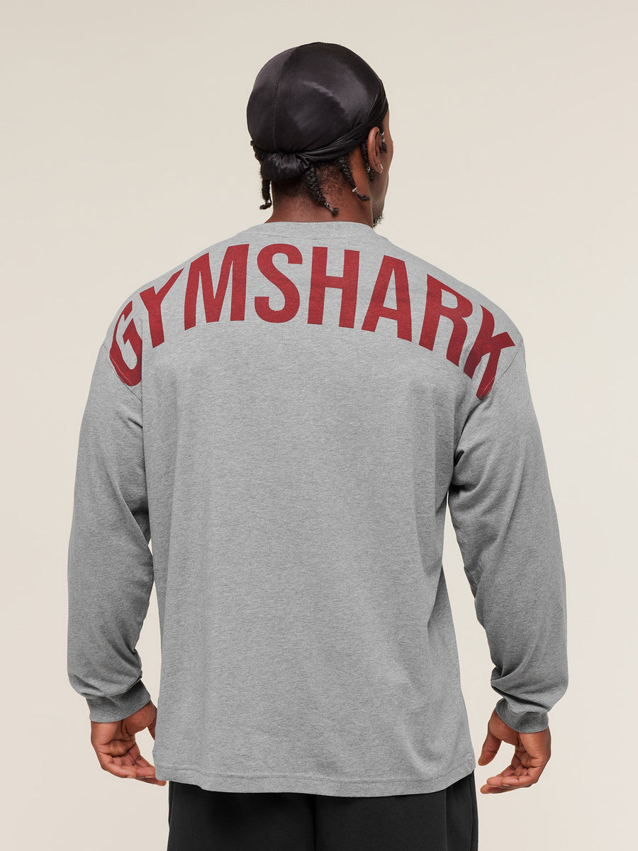 Gymshark Power Long Sleeve T-Shirt — Charcoal Core Marl — 6
