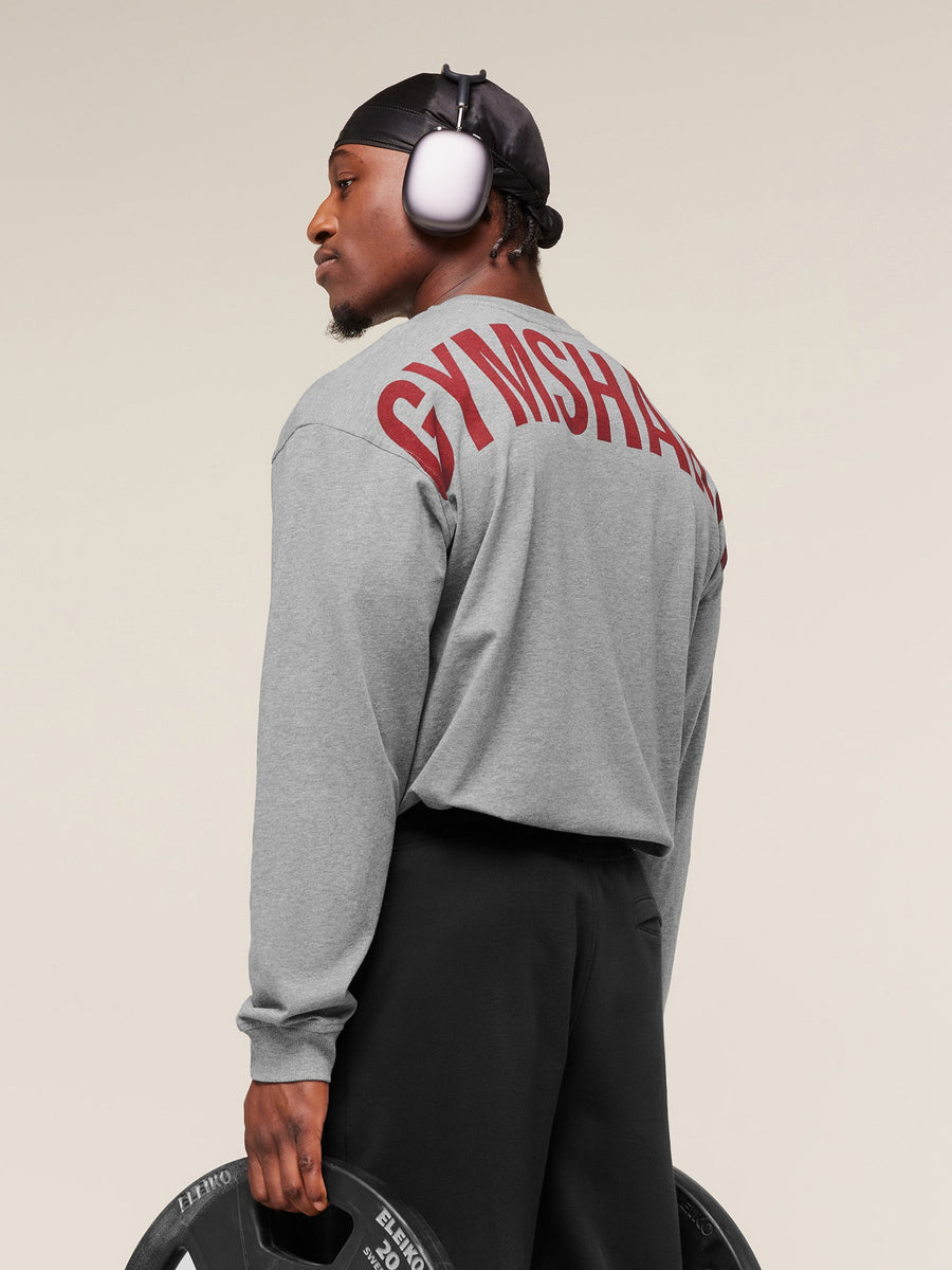 Gymshark Power Long Sleeve T-Shirt — Charcoal Core Marl — 3