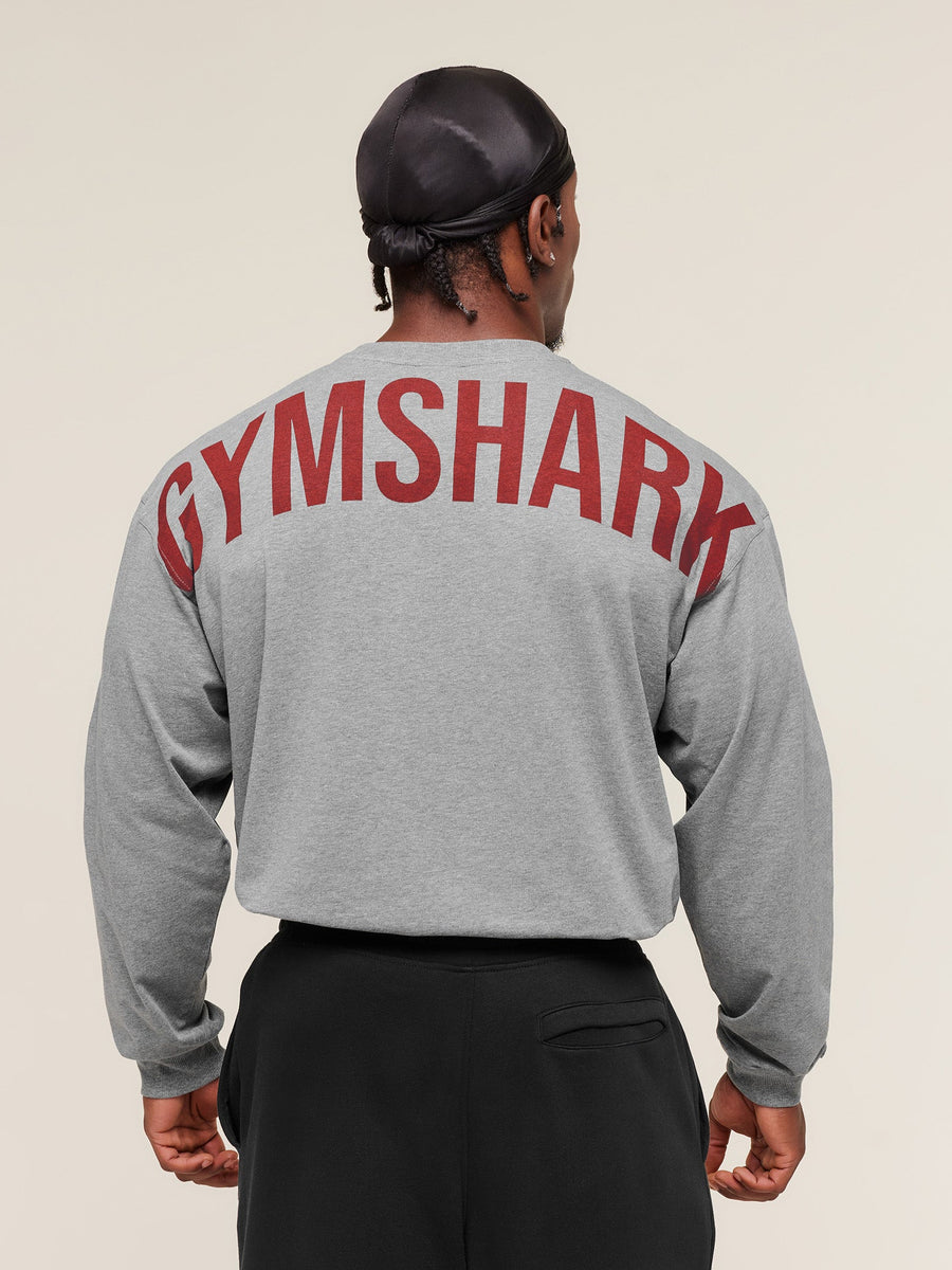 Gymshark Power Long Sleeve T-Shirt — Charcoal Core Marl — 1