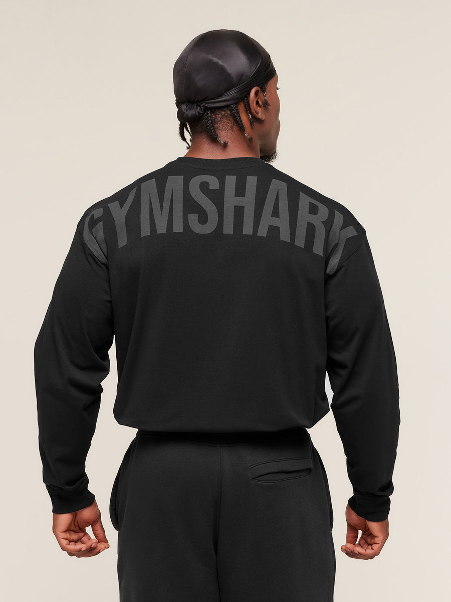 Gymshark Power Long Sleeve T-Shirt — Black/Asphalt Grey — 2