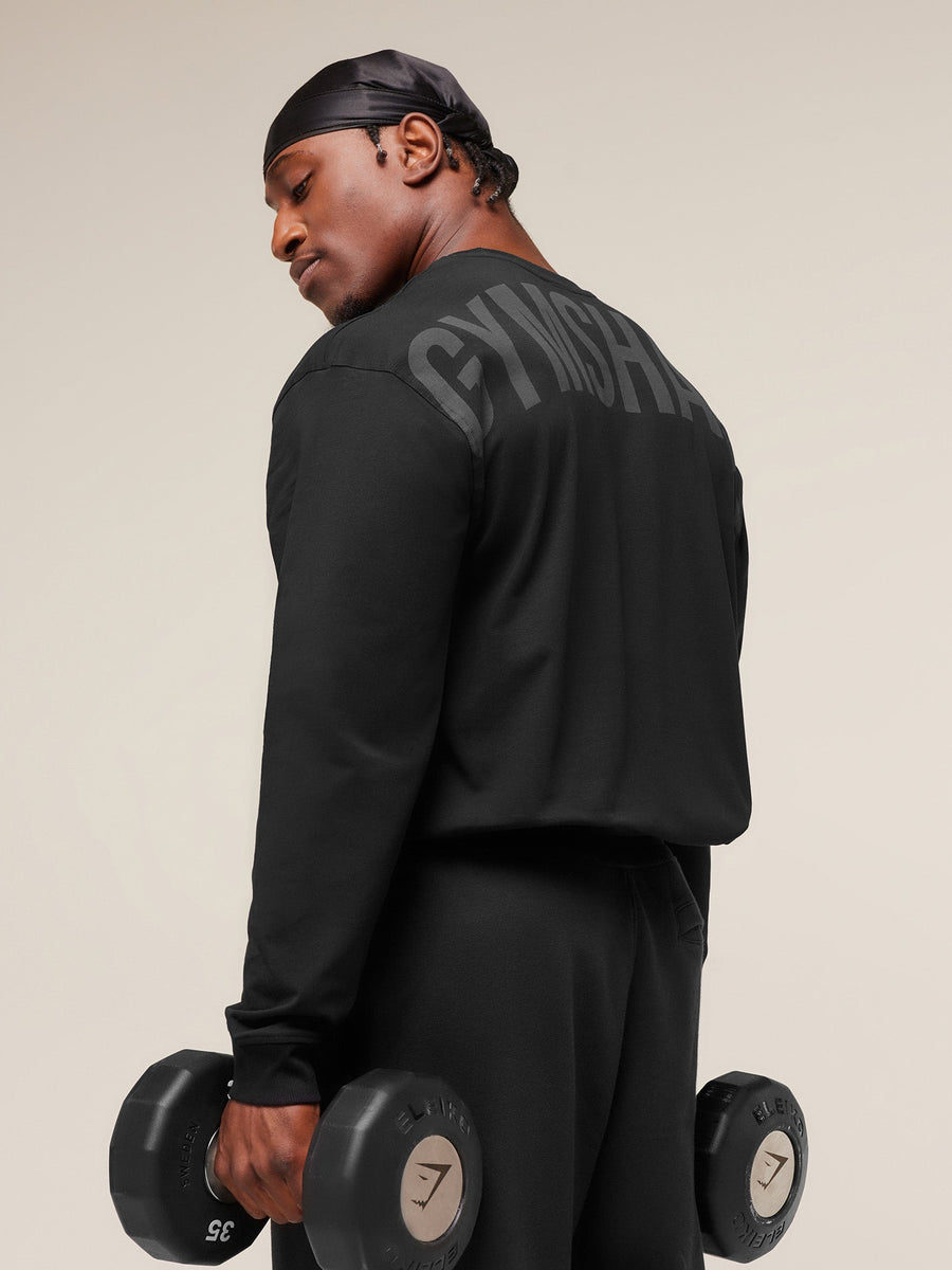 Gymshark Power Long Sleeve T-Shirt — Black/Asphalt Grey — 1