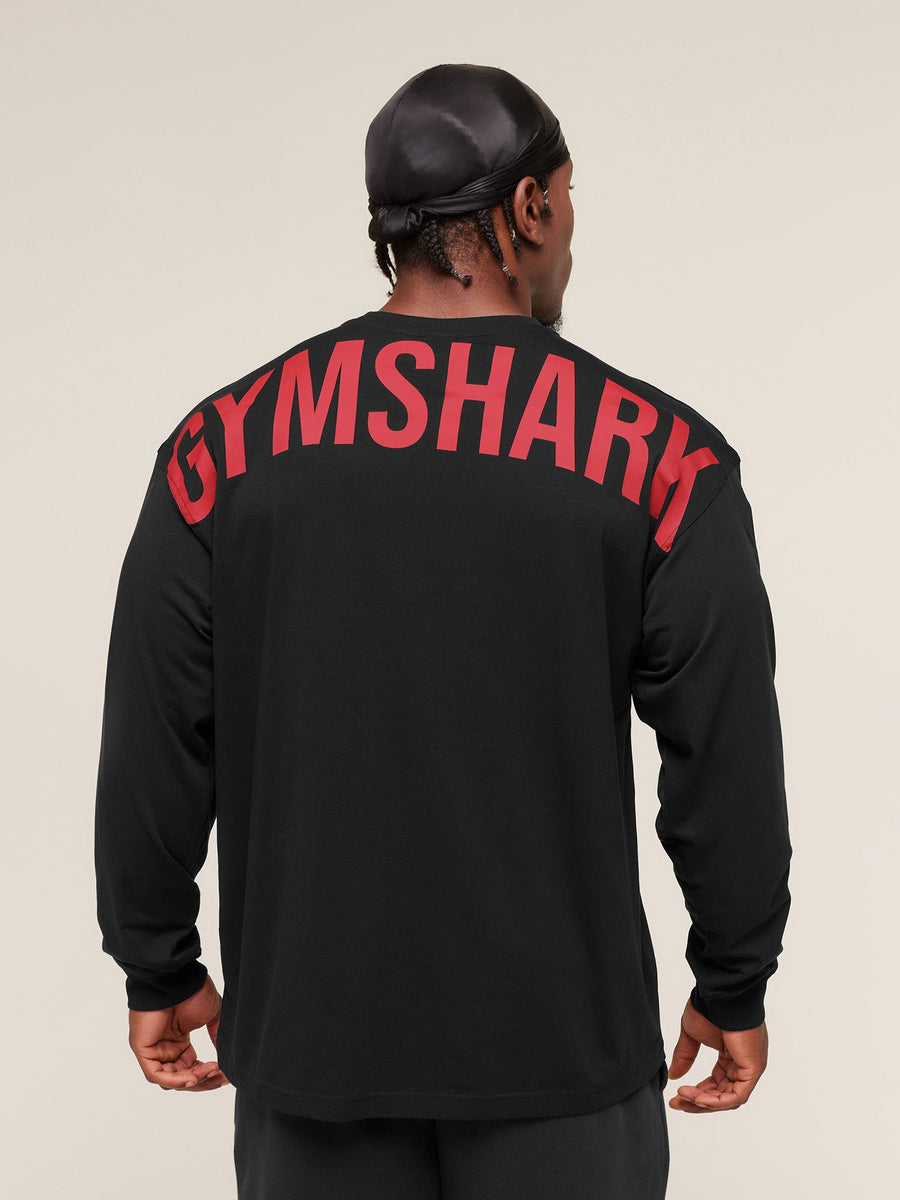 Gymshark Power Long Sleeve T-Shirt — Black/Conditioning Red — 5