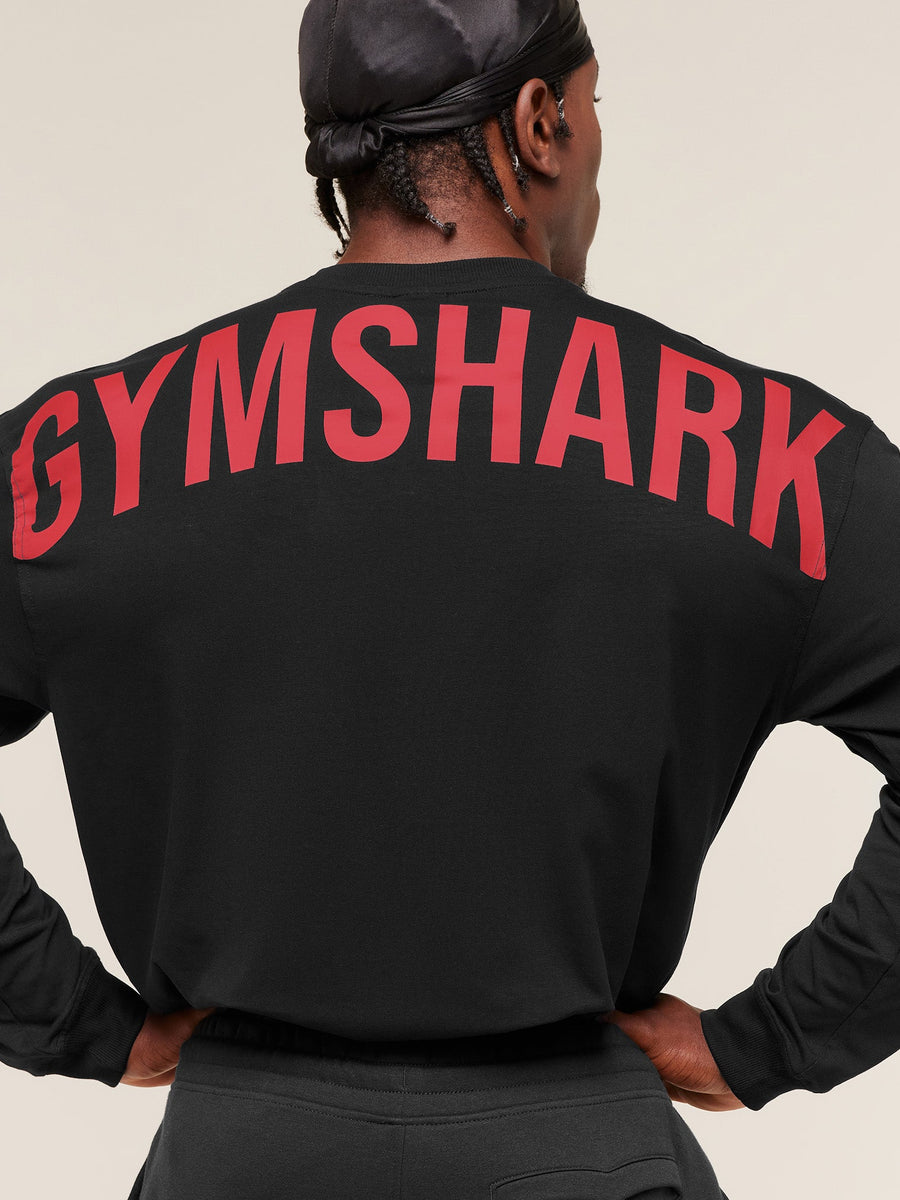 Gymshark Power Long Sleeve T-Shirt — Black/Conditioning Red — 4
