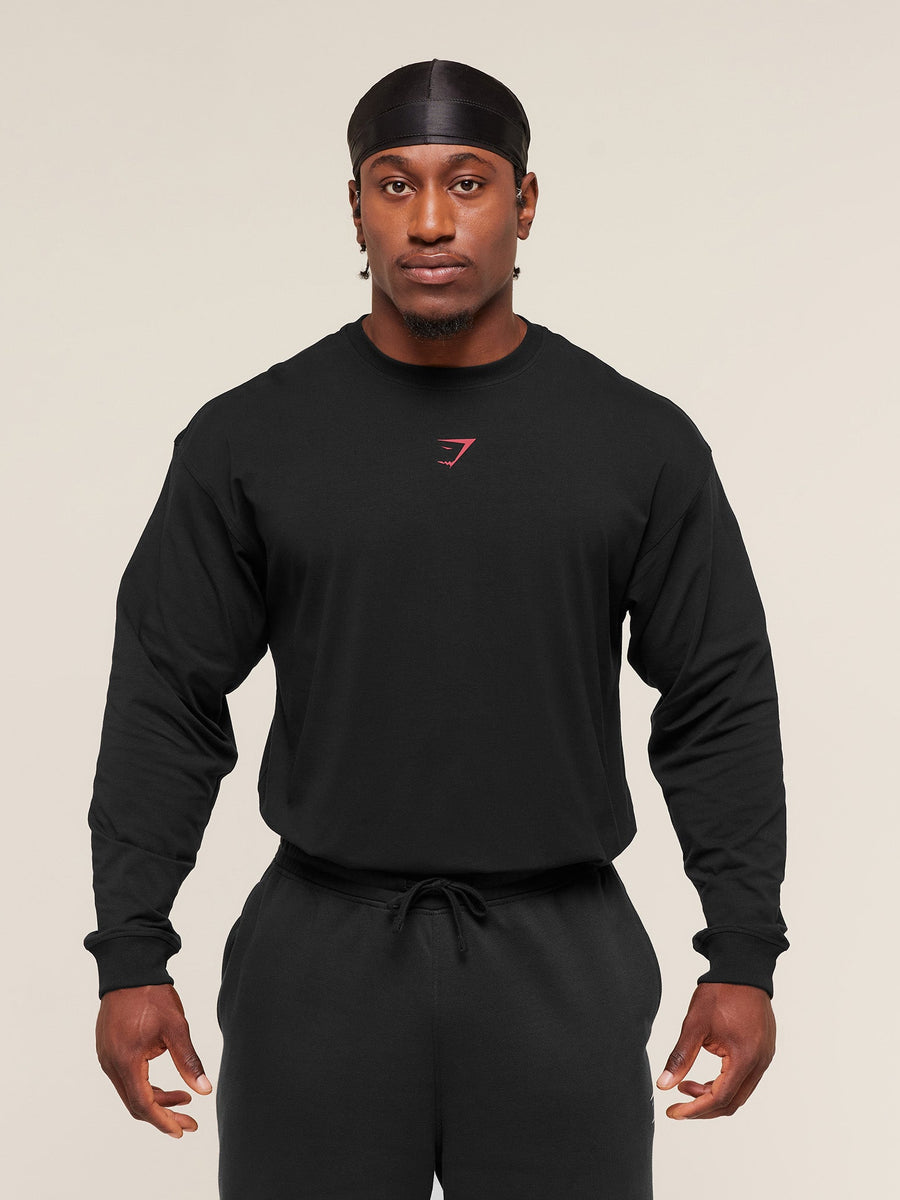 Gymshark Power Long Sleeve T-Shirt — Black/Conditioning Red — 2
