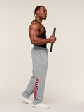 Gymshark Power Straight Leg Pants — Charcoal Core Marl/Sets Red — 4