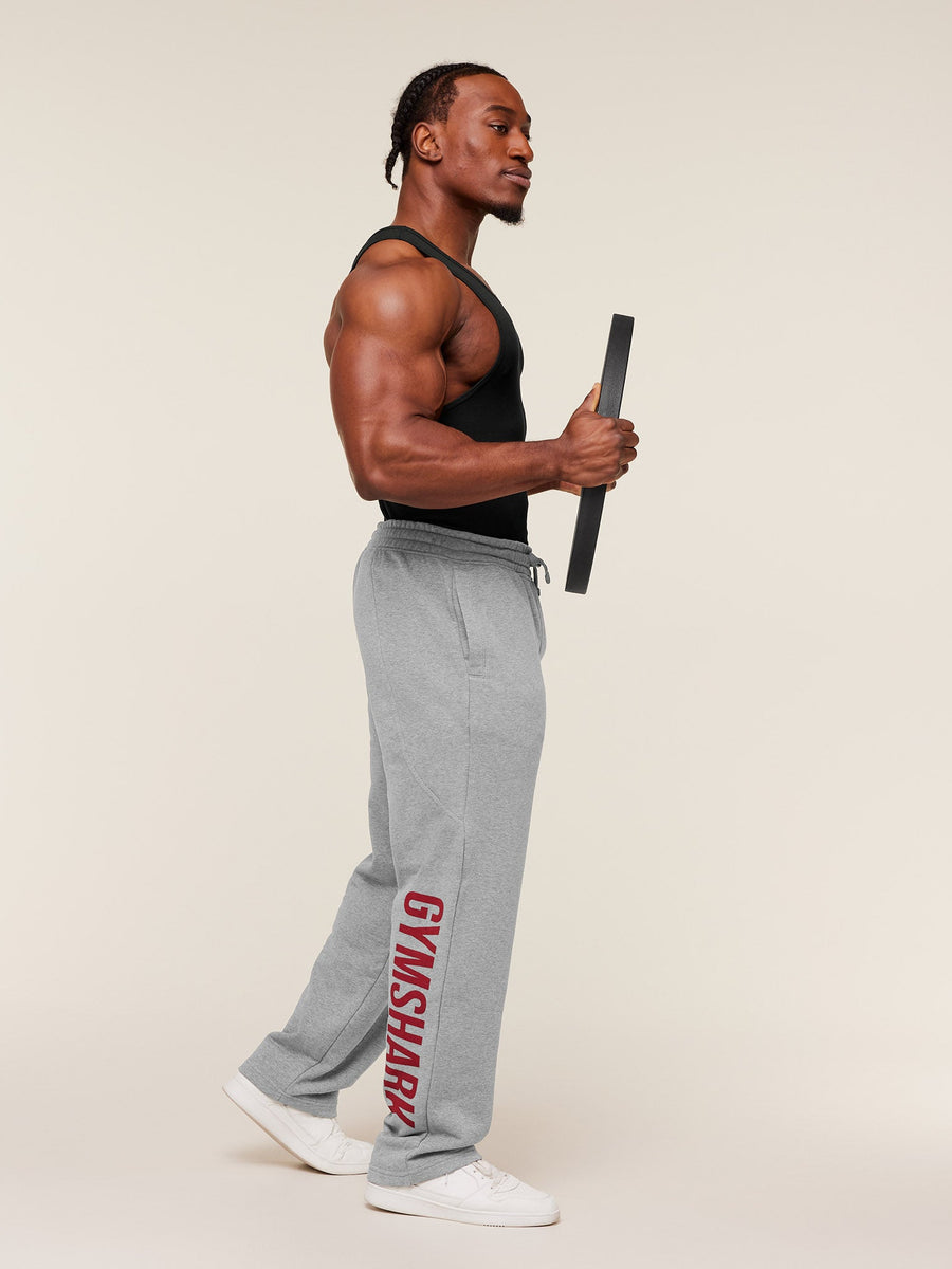 Gymshark Power Straight Leg Pants — Charcoal Core Marl/Sets Red — 4