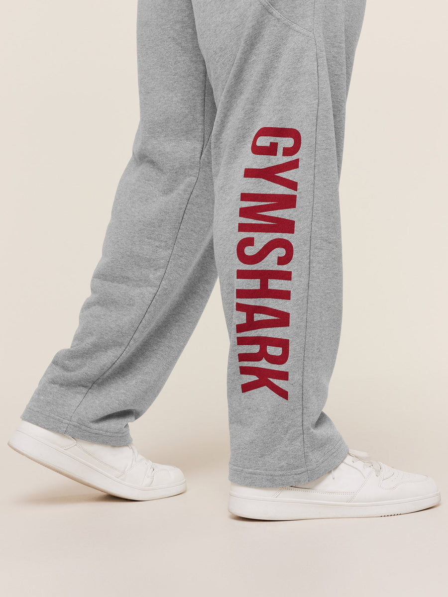 Gymshark Power Straight Leg Pants — Charcoal Core Marl/Sets Red — 6