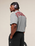Gymshark Power T-Shirt — Charcoal Core Marl/Sets Red — 6