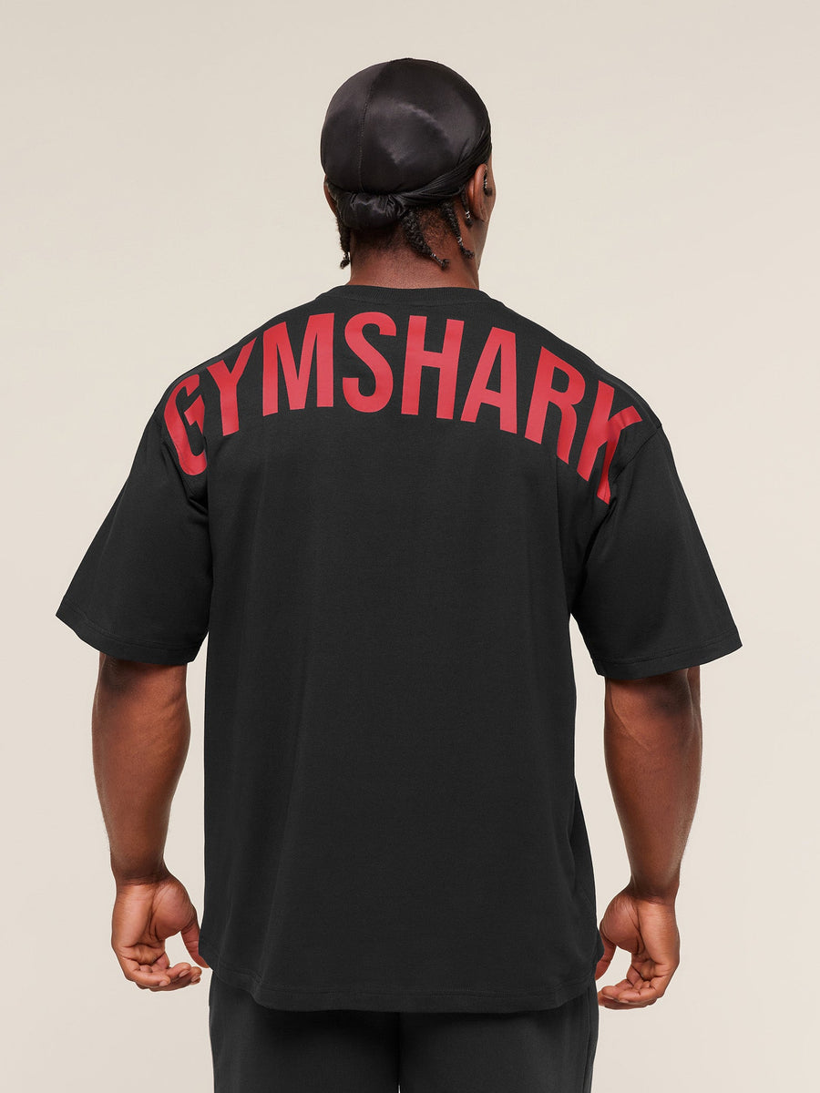 Gymshark Power T-Shirt — Black/Conditioning Red — 6