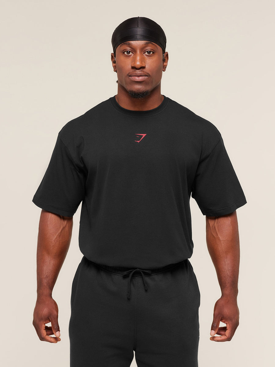 Gymshark Power T-Shirt — Black/Conditioning Red — 4