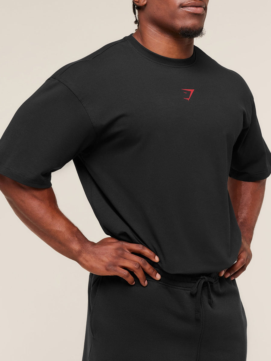 Gymshark Power T-Shirt — Black/Conditioning Red — 7