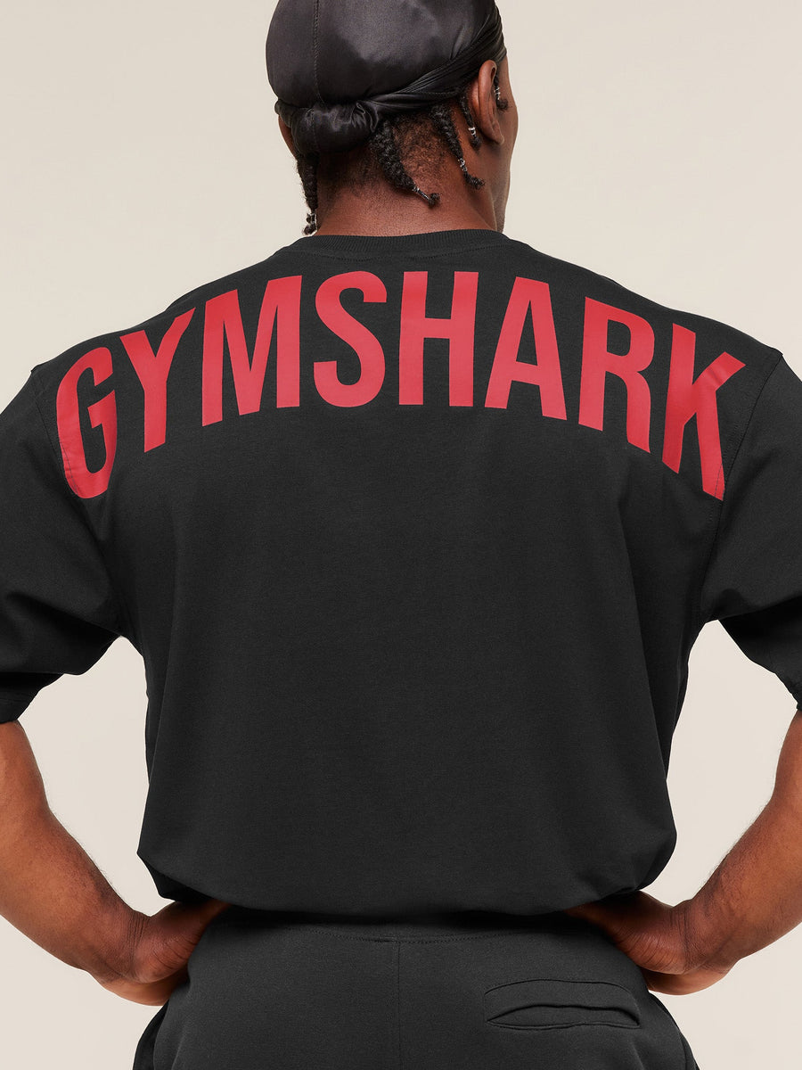 Gymshark Power T-Shirt — Black/Conditioning Red — 5