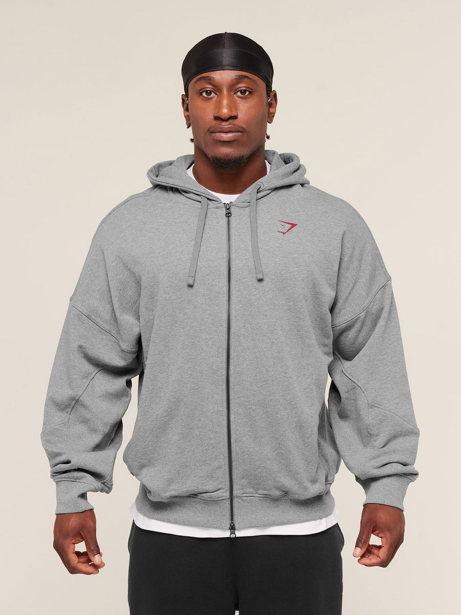 Gymshark Power Zip Up Hoodie — Charcoal Core Marl — 4